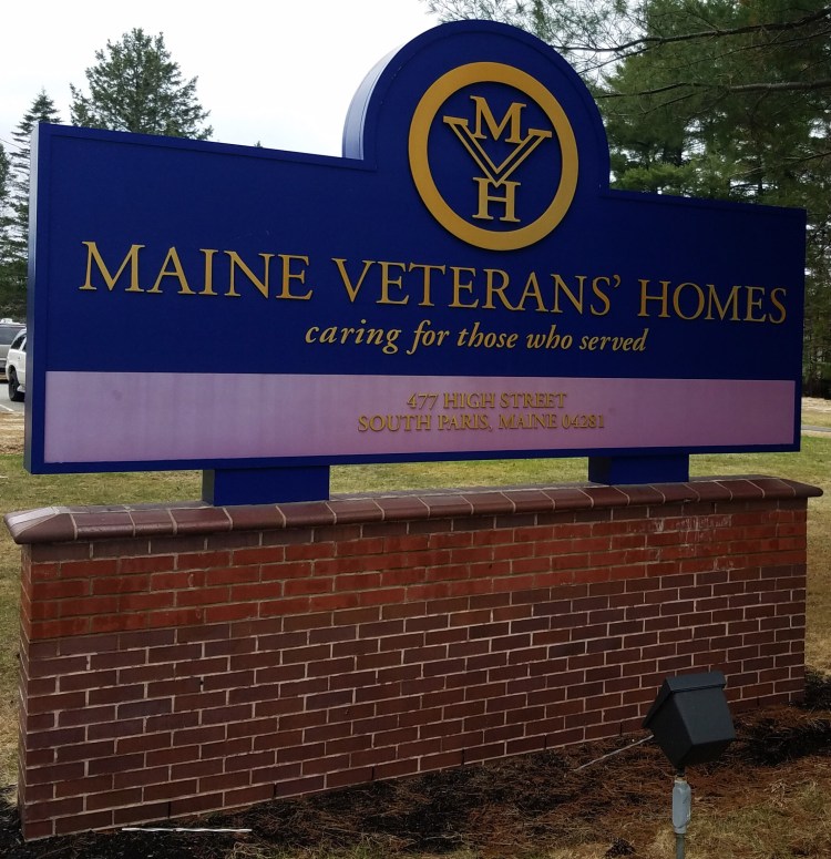 Maine Veterans' Home sign in South Paris.