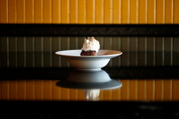 The pecan-bourbon tartlette with whipped cream at David's 388. 