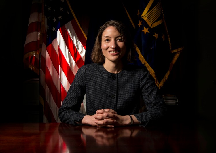 Tracye Davis, director of Veterans Affairs Maine Healthcare System, poses for a portrait Friday in her office at Togus.