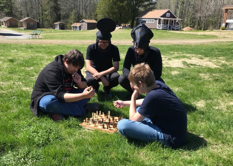 Maine Arts Academy theater arts and visual arts students, front from left are Tim Alexander
and Gantt Fraser. Back from left are Pavarisorn Namia and Emanuele Fallone.
