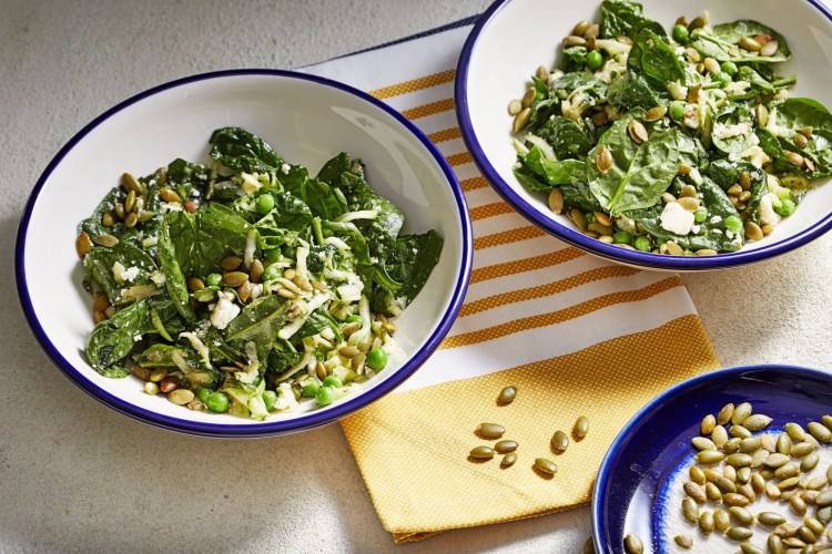 Zucchini, Pea and Spinach Salad 