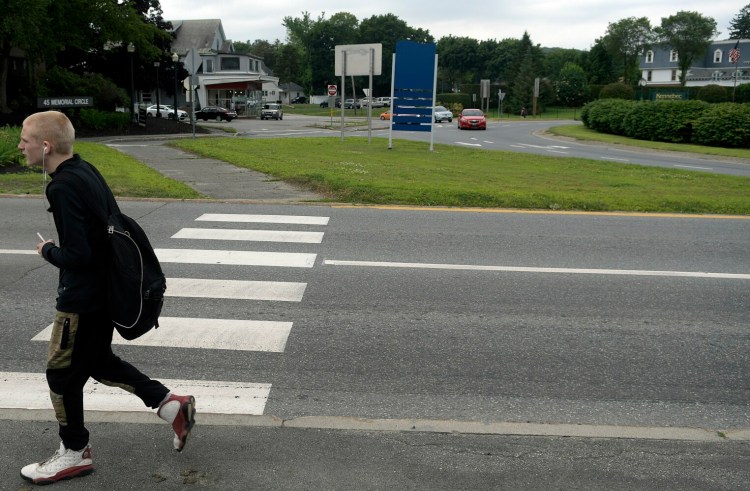 The crosswalk at Memorial Circle in Augusta on Thursday.