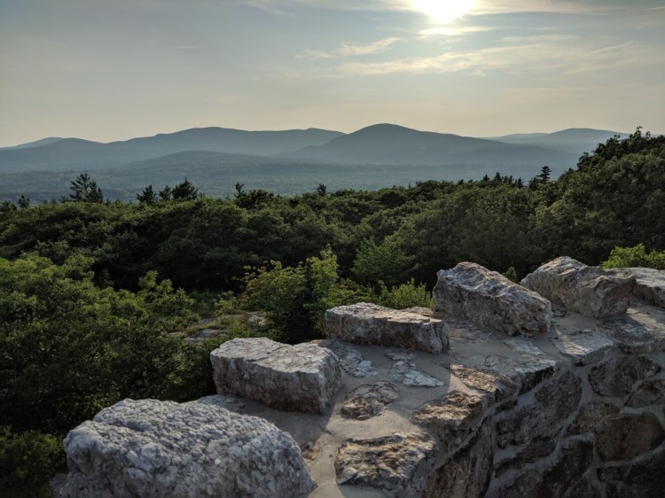 Looking west from Mt. Battie at sunset.