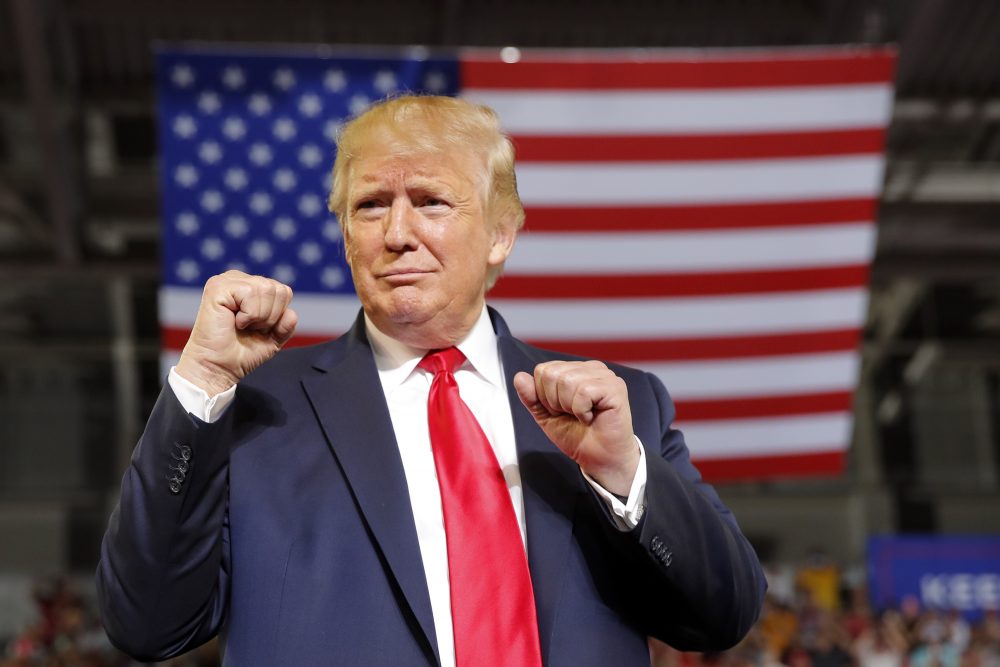 President Trump arrives to speak at a campaign rally last month in Greenville, N.C., where supporters echoed his racist tweets against four Democratic congresswomen.