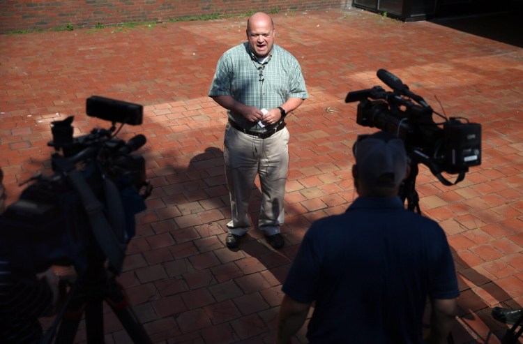 Robert Martin of the Portland Police Department briefs the media in 2019. He has been named the next interim police chief effective July 1. 