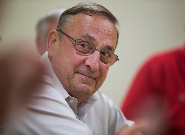 Former Gov. Paul LePage speaks at an economic roundtable last month.