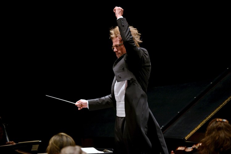 New Portland Symphony Orchestra music director Eckart Preu conducting