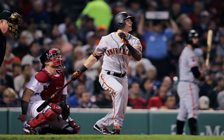 A kid named Yaz homered at Fenway Park on Tuesday night. No, not Carl, but his grandson Mike, who hit leadoff and played left field for the San Francisco Giants against the Boston Red Sox.