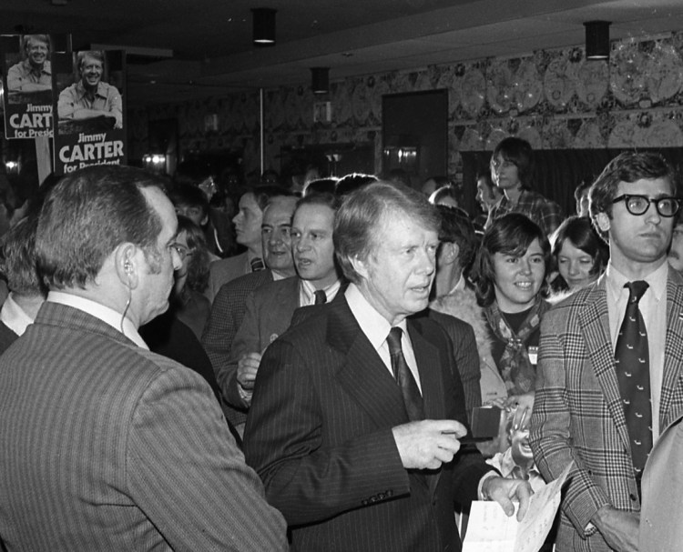 Jimmy Carter at a campaign rally in Portland in February 1976.
