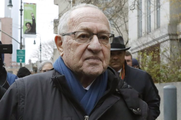 Alan Dershowitz leaves federal court, in New York in December 2019.