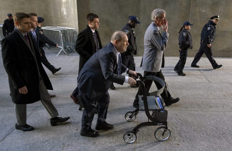 Harvey Weinstein arrives at the courthouse Feb. 24 during jury deliberations in his rape trial in New York.