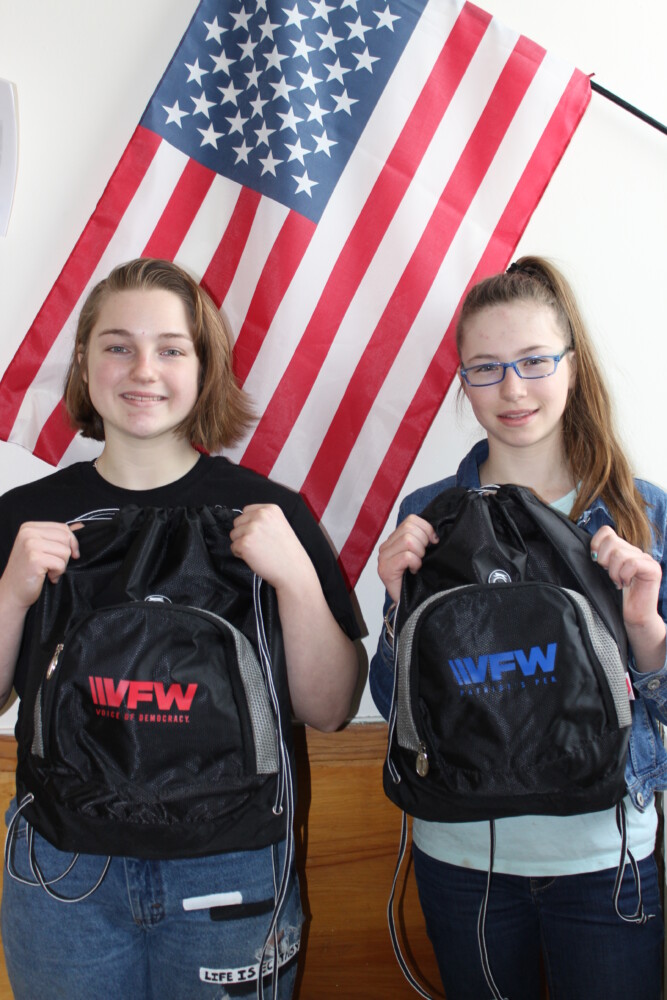 Madisyn Petrucci, left, Voice of Democracy District No. 5 winner, with Carli Frigon, Patriot’s Pen District No. 5 winner.