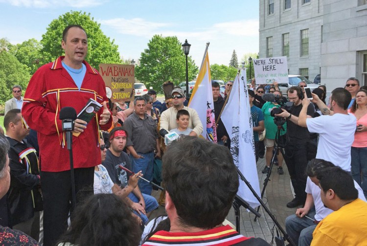 Chief Kirk Francis of the Penobscot Nation, shown at a rally in 2020, said he was disappointed by Monday's U.S. Supreme Court ruling.