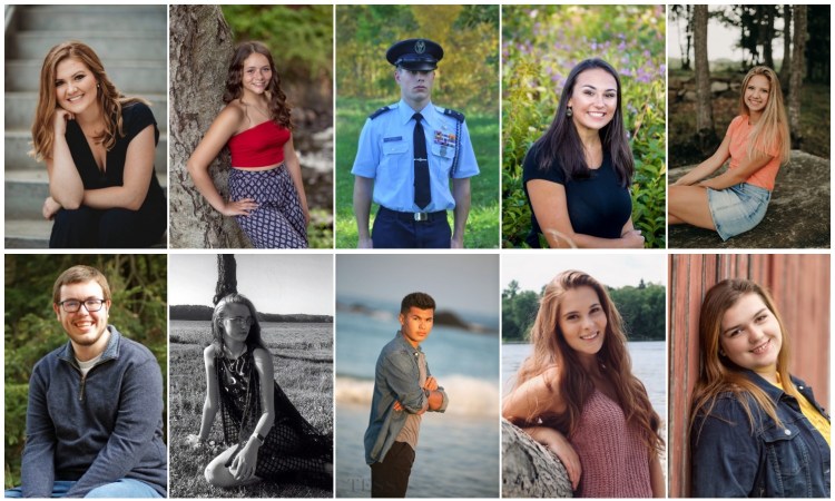 Lawrence High School in Fairfield top 10 scholars for the class of 2020. Top from left are Lydia Townsend, Haley Hersey, Paul Southwick, Miranda Lambert and Savannah Weston. Bottom from left are Samuel Coro, Cassondra Wood, Jacob Patterson, Abigail Fisher and Abigail Towne.