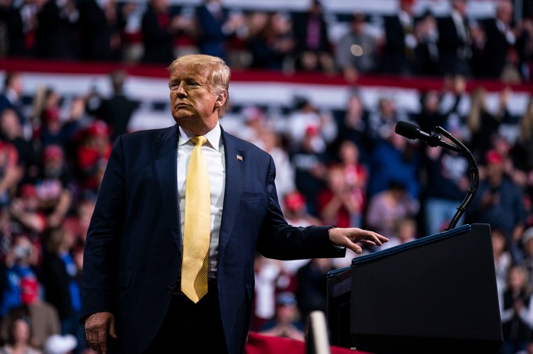 President Donald Trump speaks at a campaign rally in Colorado Springs in February.