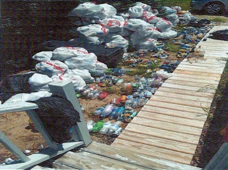 Caretakers collected hundreds of cans and bottles left behind by visitors to Pleasant Point Park in Buxton the weekend before last.