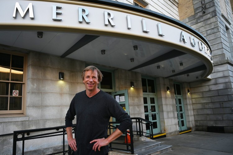 PSO conductor Eckart Preu outside Merrill Auditorium in 2020.