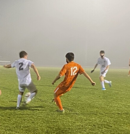 Bobby Strong of Freeport, left, and Lucas Spiro of Brunswick battle for possession during a game earlier this season at Brunswick High School.