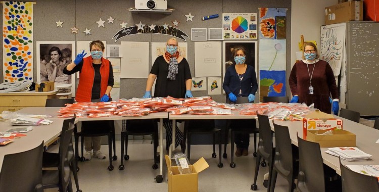 Waterfall Creates! Art for All team from left are Lisa Wheeler, Waterville Public School; Serena Sanborn, Waterville Creates!; Sheri LaVerdiere, Colby College  Museum of Art; and Kris Bergquist, Colby College Museum of Art.
