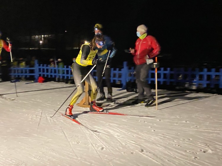 Maranacook's Sophie O'Clair competes during a Nordic ski meet Friday in Waterville.