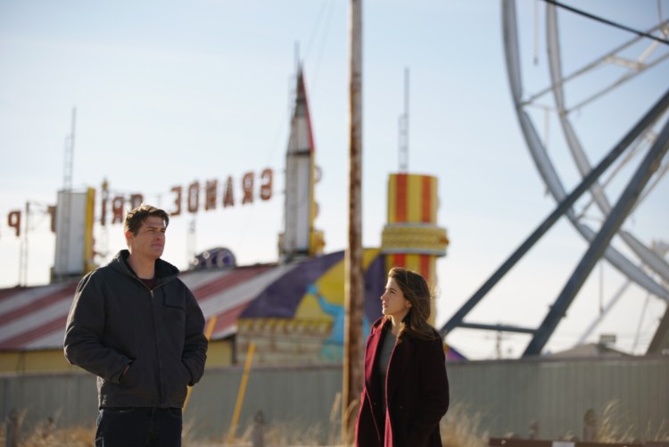 Maine native Greg Finley and Dylan Silver at Old Orchard Beach in a scene from "Downeast," which was filmed largely around Portland last year. 