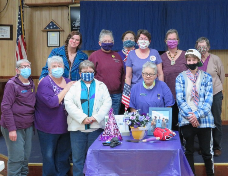 Members of the Madison American Legion Auxiliary front from left are Ann Cody, Irma Fluet, Betty Price, Merrilyn Vieira and Grace Rollins; and back from left, are Holly Kinney, Pauline Bell, Diane Pinkham, Harriet Bryant, Amy Washburn and Nancy Drew.