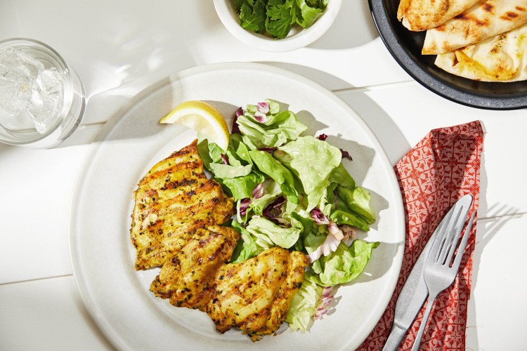 Cilantro Tandoori-Spiced Grilled Chicken Thighs. MUST CREDIT: Photo by Tom McCorkle for The Washington Post.