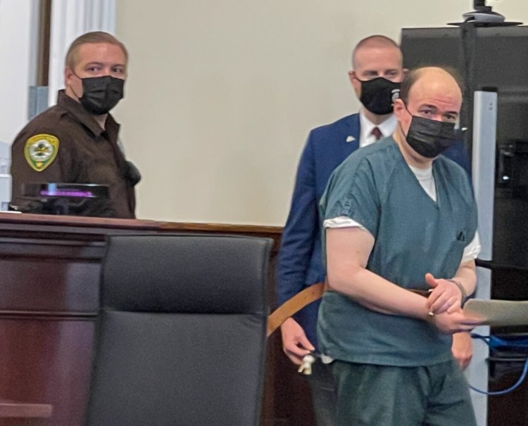 Rondon Athayde enters Oxford County Superior Court in Paris on Aug. 31, 2021, when he was sentenced to 50 years in prison for the "brutal" murder of his longtime girlfriend in Hartford in 2018.