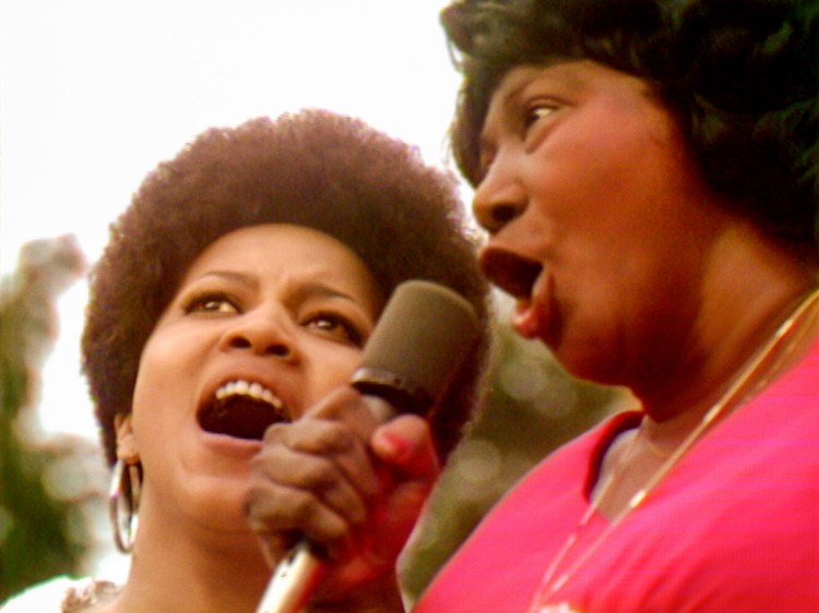 Mavis Staples, left, and Mahalia Jackson in "Summer of Soul." 