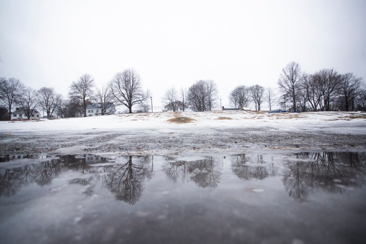 PORTLAND, ME - JANUARY 2: Payson Hill, a popular sledding hill in Portland, is empty on Sunday, Jan. 2, 2022. (Photo by Derek Davis/Staff Photographer)