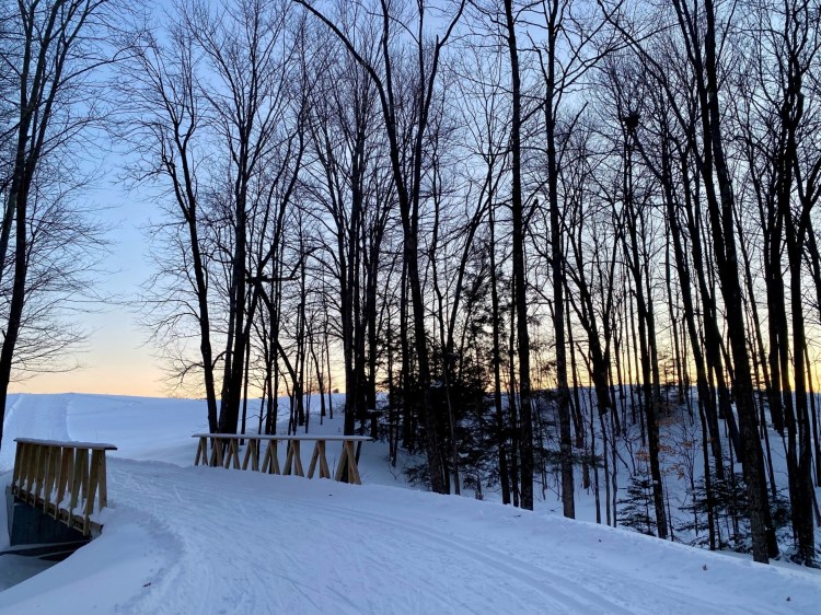 Hit the trails - for bikes, snowshoes or skis - at Pineland Farms in New Gloucester. 