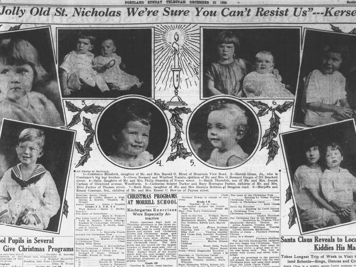 On Dec. 21, 1924, the Portland Sunday Telegram published a festive spread about how children were celebrating the season.